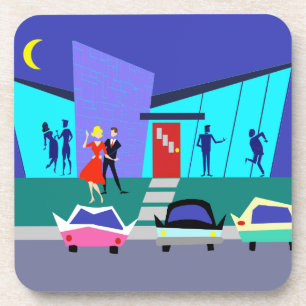 Retro Open House Party plastic Onderzetters