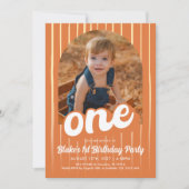 Retro Orange 1er anniversaire Invitation (Devant)