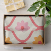 Retro Orange and Pink flowers on Ogee Pattern  Tissuepapier (Geschenk)