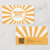 Rétro orange avec Carte de visite QR (Devant / Derrière)