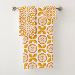 Retro Orange Blush rose Jaune Motif Floral