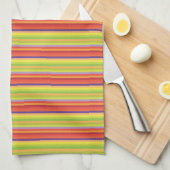 Retro Orange Brown Green Stripes - Serviette de cu (Quart Plié)