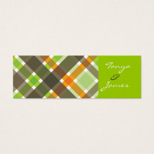 Retro Orange Brown Vert Plaid Wedding Favor Tags