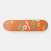 Retro Orange Daisy Bouquet Motif Skateboard (Horz)