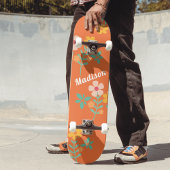 Retro Orange Daisy Bouquet Motif Skateboard