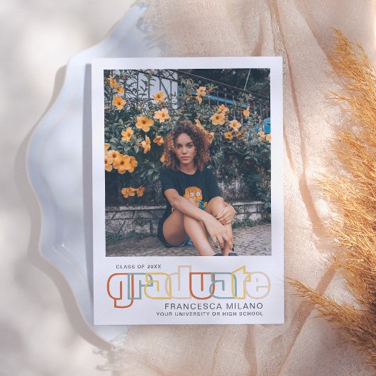 Retro | Orange Graduate Photo Faire-part