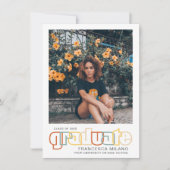 Retro | Orange Graduate Photo Faire-part (Devant)