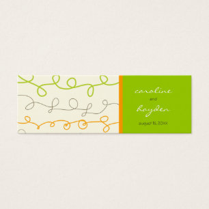 Retro Orange Green Scribbles Wedding Favor Tags