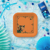 Retro Orange Halloween  Papieren Bordje (Feest)