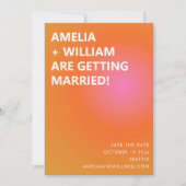 Retro Orange Pink Bold Gradient Photo Wedding Save The Date (Voorkant)