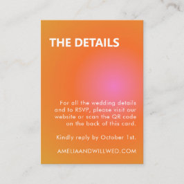 Retro Orange Pink Gradient Wedding QR Code RSVP Informatiekaartje
