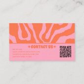 Retro Orange Pink QR Code 70s Boho Groovy Trendy Visitekaartje (Achterkant)