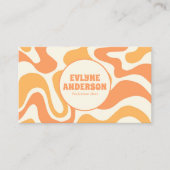 Retro Orange QR Code 70s Boho Groovy Funky Trendy Visitekaartje (Voorkant)