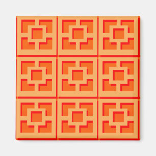 Retro Orange Trellis 2 pouces Magnet Carré
