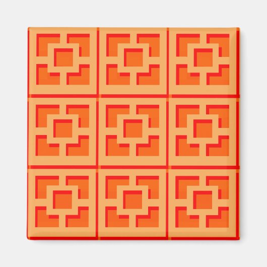 Retro Orange Trellis 2 pouces Magnet Carré (Devant)