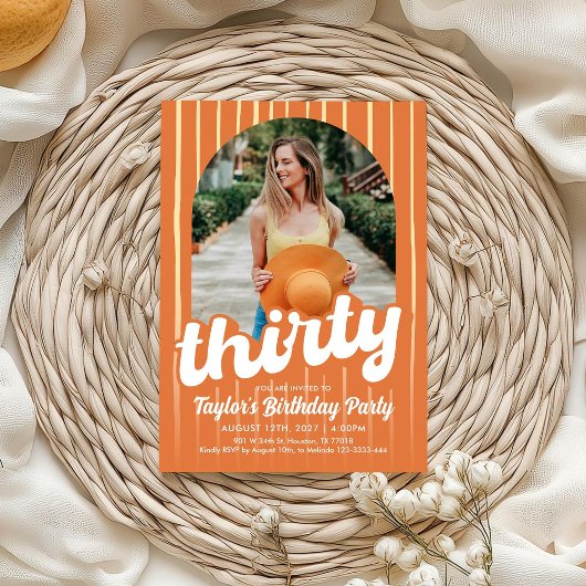 Retro Orange Trente Anniversaire Invitation