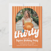Retro Orange Trente Anniversaire Invitation (Devant)