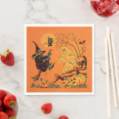 Retro Orange Witch Halloween  Servet (Insitu)