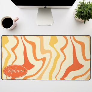 Retro Oranje Abstracte Groovy Draaikolk Bureaumat