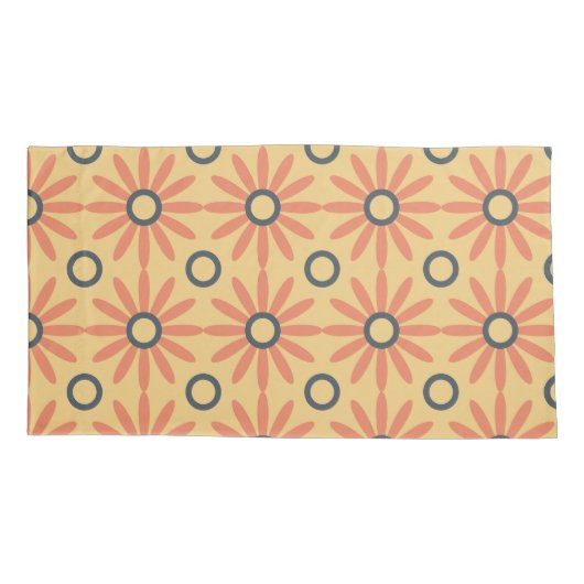 Retro Oranje & Black Cute Abstract Floral Pattern Kussensloop (Achterkant-Links)