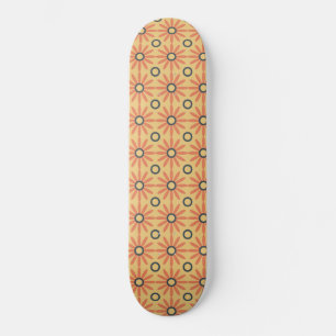 Retro Oranje & Black Cute Abstract Floral Pattern Skateboard