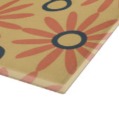 Retro Oranje & Black Cute Abstract Floral Pattern Snijplank (Hoek)