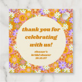 Retro Oranje Bloemen Aangepaste Bruidsdouche Bedan Bedankjes Labels (Achterkant)