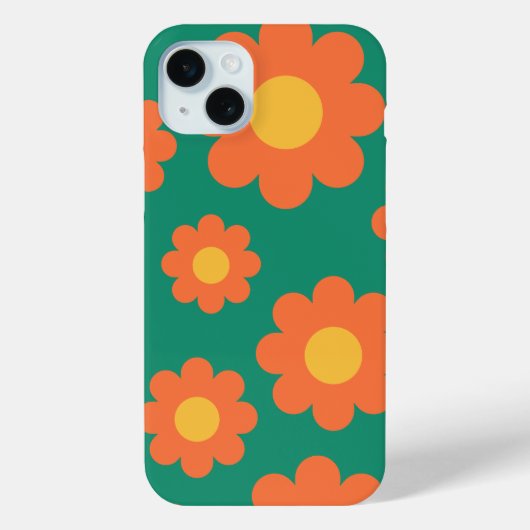 Retro Oranje Bloemen Case-Mate iPhone Case (Achterkant)