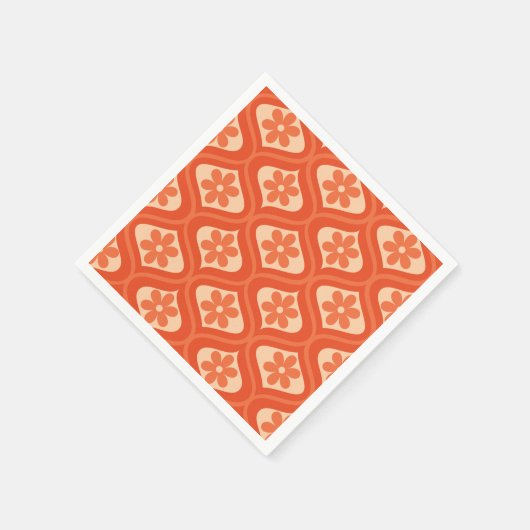 Retro Oranje bloemen op  Ogee Pattern Servet (Hoek)