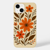 Retro Oranje Bloempatroon Case-Mate iPhone Case (Achterkant)