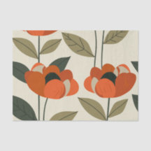 Retro Oranje Botanisch Krachtig 70s Vintage Bloemm