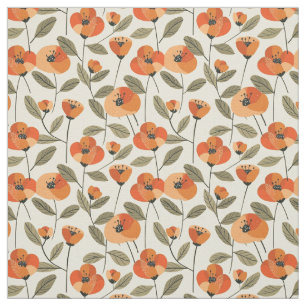 Retro Oranje Botanische Bloemen Bold 70s Vintage B Stof