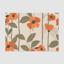 Retro Oranje Botanische Vetgedrukte 70s Vintage Bl