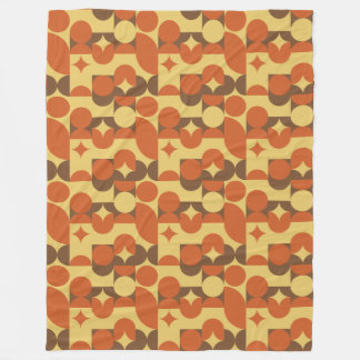 Retro oranje bruine gele geometrische vormen fleece deken
