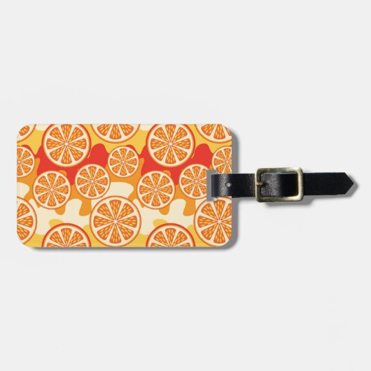 Retro Oranje Citrus Pattern Bagagelabel (Voorkant horizontaal)