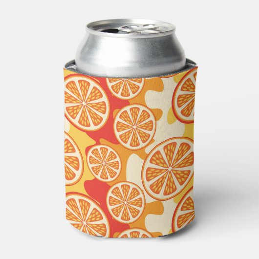 Retro Oranje Citrus Pattern Blikjeskoeler (Blikje Voorkant)