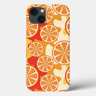 Retro Oranje Citrus Pattern iPhone 13 Hoesje