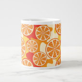 Retro Oranje Citrus Pattern Extra Grote Beker (Voorkant)