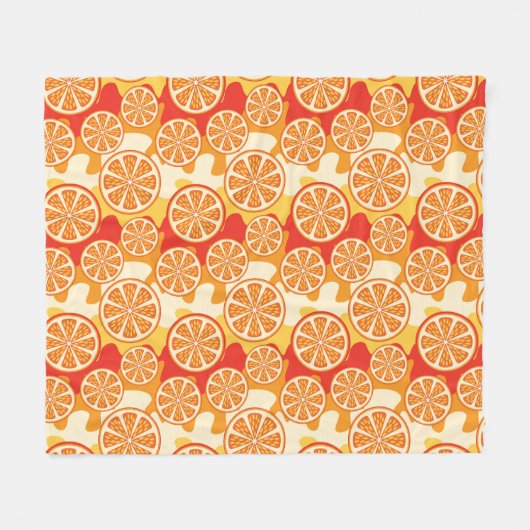 Retro Oranje Citrus Pattern Fleece Deken (Voorkant (Horizontaal))