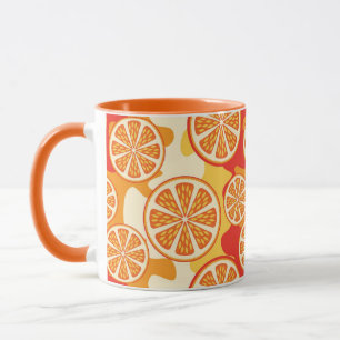Retro Oranje Citrus Pattern Mok