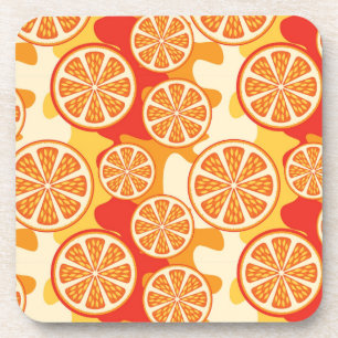 Retro Oranje Citrus Pattern Onderzetter