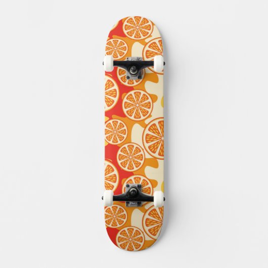 Retro Oranje Citrus Pattern Skateboard (Voorkant)