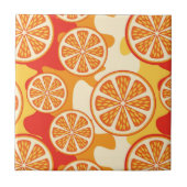 Retro Oranje Citrus Pattern Tegeltje (Voorkant)