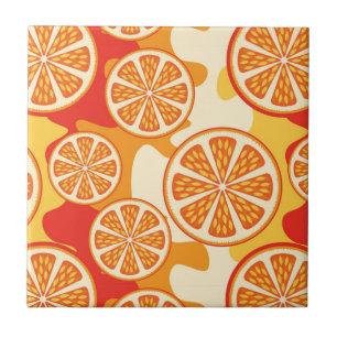 Retro Oranje Citrus Pattern Tegeltje