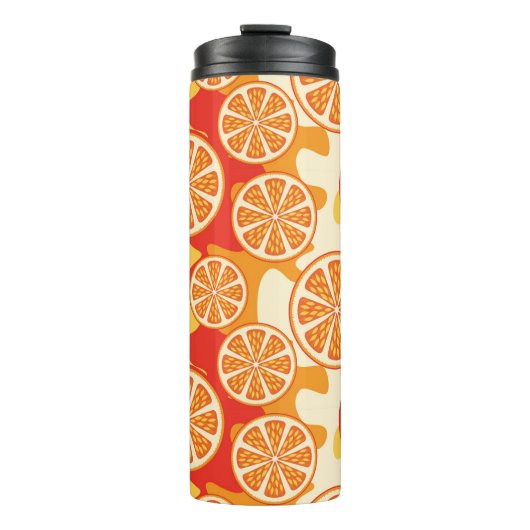Retro Oranje Citrus Pattern Thermosbeker (Voorkant)