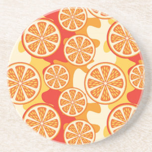 Retro Oranje Citrus Pattern Zandsteen Onderzetter