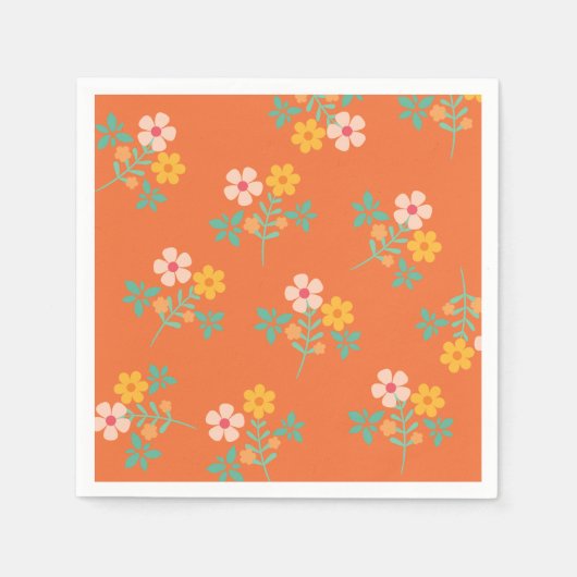 Retro Oranje Daisy Bouquet Pattern Servet (Voorkant)