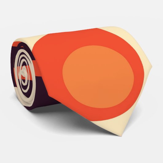 Retro Oranje en bruine vijvers Abstracte kunst Stropdas (Opgerold)