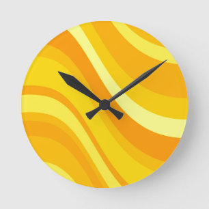 Retro Oranje en Gele wandklok Ronde Klok