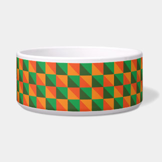 Retro Oranje en Groen Geometrisch Abstract Patroon Voerbakje